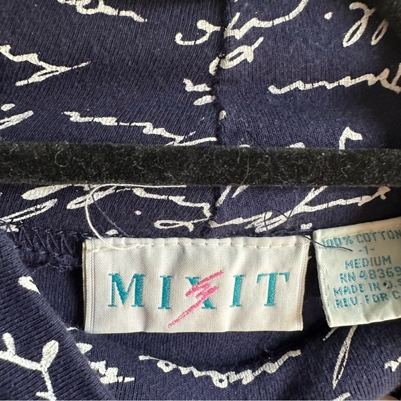 90s Navy MixIt Blue Mock Turtleneck Long Sleeve Cotton Form Fitting Dress Size M - Picture 5 of 8